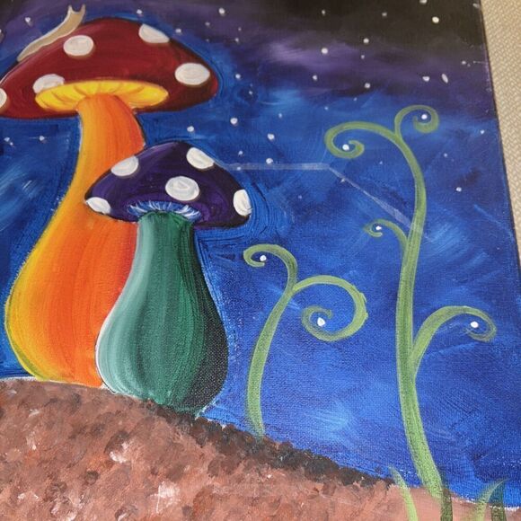 Alice in Wonderland Through the Looking Glass Mushroom Acrylic Painting Canvas - Picture 5 of 9